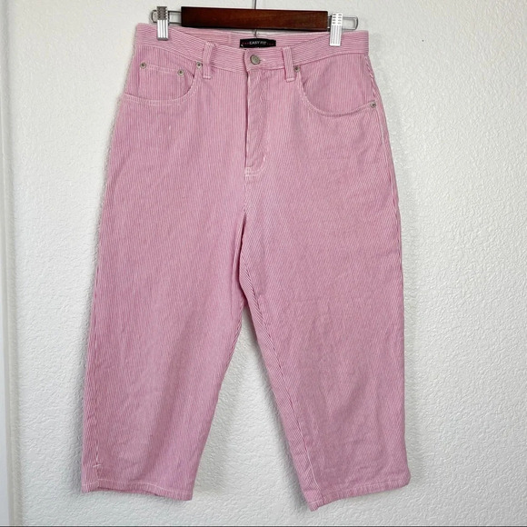 Vintage Bill Blass Pink and White Stripe High Waist Capris Pedal Pushers SZ 6P - Picture 2 of 12